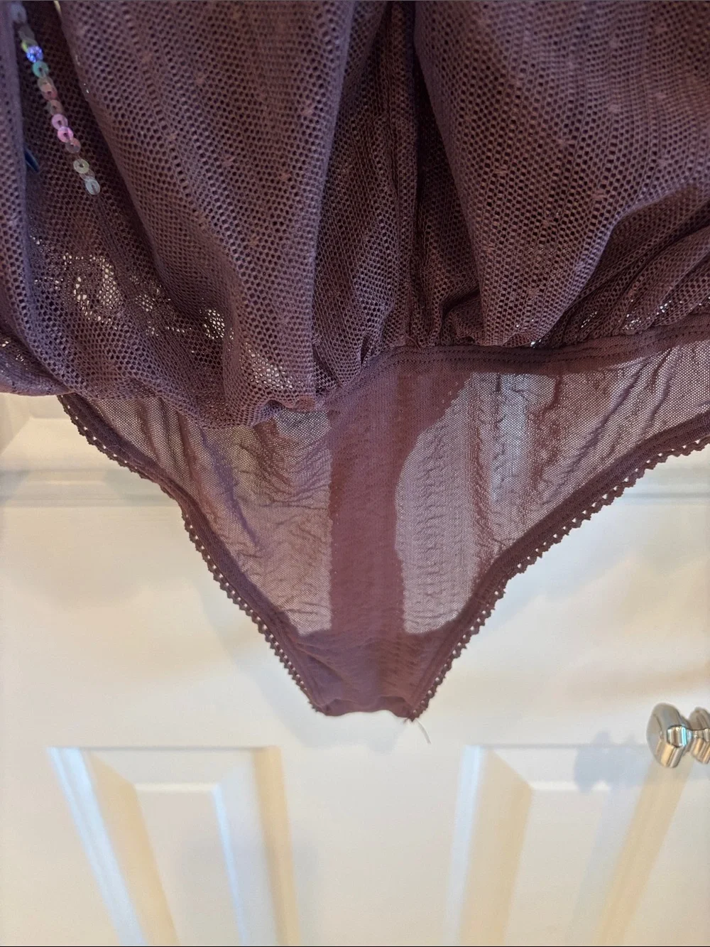 Free People Intimately Business as Usual Embellished Plum Sequin Bodysuit